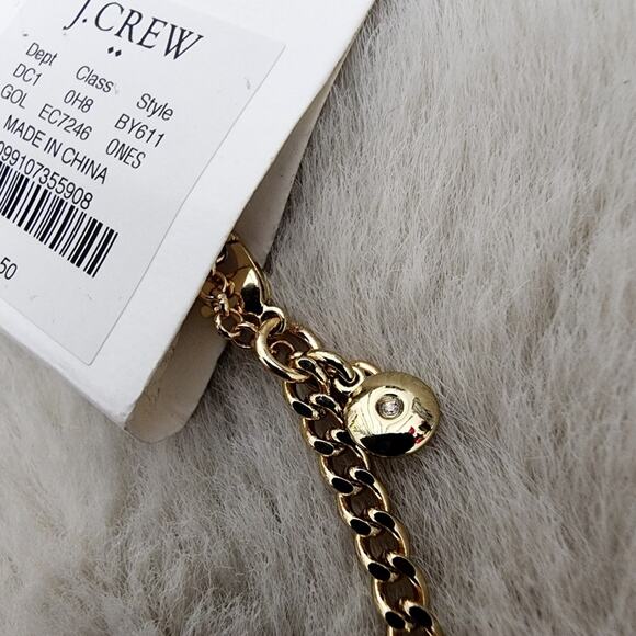 NEW J. Crew Hammered Gold T-Bar Pendant Necklace Double Strand - Picture 7 of 8